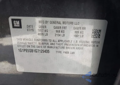 2016 Chevrolet Cruze Limited 1Lt Auto z USA, uszkodzony, nr VIN 1G1PE5SB1G7129435